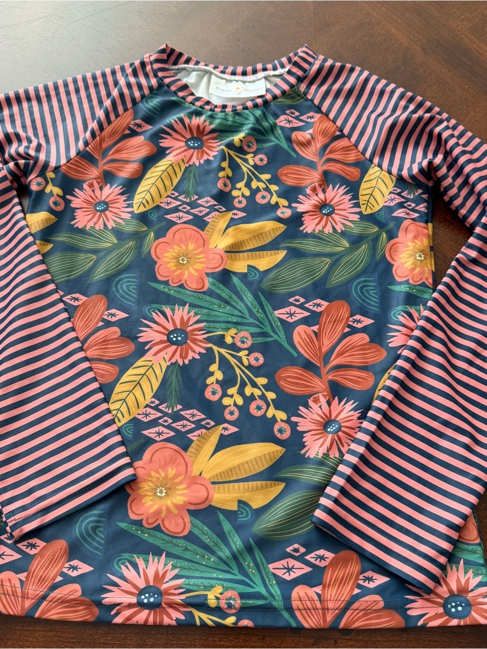 Oopsie Daisy Floral and Striped Rash Guard Size 12